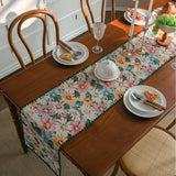 Jacquard Embroidered Table Runner Countryside Flowers Table Reusable Decor Home Kitchen Table Dining Runners Party Decorations