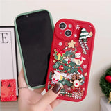 Ottwn 3D Cartoon Elk Santa Claus Tree Christmas Phone Case For iPhone 13 11 12 Pro Max 13 14 Plus X XR XS 7 8 Plus SE Cover