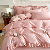 Bedding Set Embroidered Bed Linen Set Ruffles Duvet Cover Pillowcase with Bedsheet Smooth Bedclothes for Home