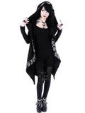 Gothic Punk Black Long Women Hoodies Sweatshirts Halloween Moon Print Long Sleeve Hoodie Women Loose Coat Hooded Sweatshirt