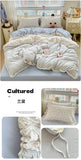 Print Floral Bedding Set Double Layer Yarn Four Pieces Set Soft Comfortable Duvet Cover Bed Sheet With Pillowcases Home Textiles