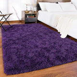 Luxury Fluffy Area Rug Modern Shag Rugs for Bedroom Living Room Rug  for Kids Nursery Girls Home Purple Deep