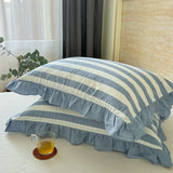 100% Cotton Lace Pillowcase 48x74cm Yarn-dyed Washed Cotton Stripe Pillow Cover Bedding Decorative Pillow Sham With Zipper