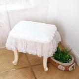 Pure white lace edge makeup stool cover decorative flounce seat cushion cover