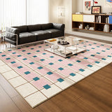 Pink Plaid Living Room Carpet Large Area Modern Minimalist Bedroom Rugs Fashion Art Ins Home Decoration Sofa Mats Ковер Alfombra