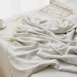 Ikeehome  Quality Soft Wool Knitted Jacquard Blanket Plaid Quilt Wavy Herringbone Fringe Cover for Sofa Bed Blankets Thread Bedspread