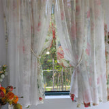 French Cream Style Non Perforated Short Curtain Bedroom Custom Curtains Embroidered Flower Lotus Leaf Edge+Hairball Curtains
