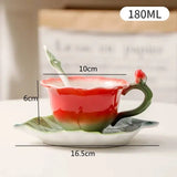 Family Afternoon Tea Ceramic Coffee Cup Set, High-quality Teapot , Creative Enamel Colored Handcrafted Rose Tea Set, Friend Gift
