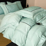 160S Pure Cotton European Luxury Solid Color Hotel Style Bedding Set Queen King Duvet Cover Set Flat/Fitted Bed Sheet Pillowcase