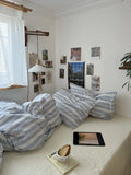 Simple Pure Color Bedding Set 4-Piece Pure Cotton Quilt Coverlet Dormi Bedding 3-Piece Set Color Woven Bedding Linen