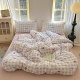 Girls Strawberry Bedding Sets 2026 New Queen Size Bed Sheet Set Duvet Cover Set With Pillowcase No Filling