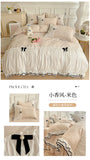 Luxury Princess Bedding Sets Princess Style Fashion 4Pcs Duvet Cover Bed Sheet Pillowcase Lace Ruffles Bed Skirt Bedroom Decor