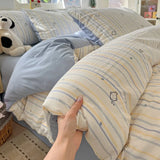 Ikeehome  new class A super soft washable four-piece cartoon quilt cover dormitory bed sheet three-piece bedding