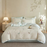 600TC Egyptian Cotton Luxury Butterfly Embroidery Bedding Set Queen King Size Duvet Cover Set Bed Sheet/Fitted Sheet Pillowcases