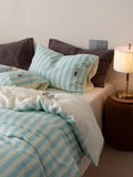 Simple High-End 60-Tead Count Waed Striped Cotton Bedding Set Quilt Cover eet Pillowcase Four-Piece Bedding Ensemble