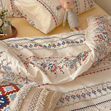 Luxury 100% Cotton Boho Pattern Printed Bedding Set Fashion Breathable Quilt Cover Sets Queen King Bed Linens for Summer Autumn