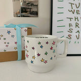 Colorful star mug ins cute handle cup ceramic cup coffee cup