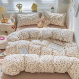 Class A Double Yarn Bedding Set Quilt Comforter Duvet Cover Set Printed Cotton Bedspread Skin Friendly Breathable Four-Piece Set