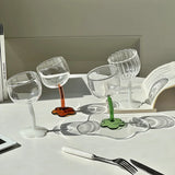 Cute Colourful Glass Wine Glass Tilted Heads Goblet Red Wine Cocktail Champagne Glass Cup Dessert Ice Cream Bow Cup
