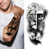 Waterproof Temporary Tattoo Sticker Lion Family Flash Tatto Tiger Wolf Moon Crown Flower Body Art Arm Fake Tatoo Men Women