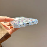 Lovely Flower Laser Glitter Phone Case for iPhone 14 15 16 16pro 16promax 17 17pro 17promax Shockproof Clear Anti-fall Cover