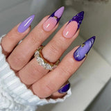 24pcs Mid-length Almond Press on Nails Sets Pearl Flower Gradient Design False Nails Tips Reusable Red Fake Nail Art Manicure