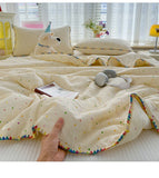 Korean Style Summer Cool Quilt For Girl Skin-friendly Washed Cotton Air Conditioning Quilt Breathable Soft Blanket Home Textiles