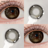 Fixed Axis Colored Contacts Ash Violet Kawaii Eye Makeup Lenses Free Tweezers Gift For Women Student Campus
