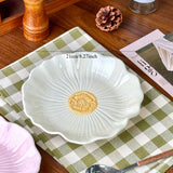 8 Inch Flower Ceramic Plate, High Aesthetic Ins Style Coffee Dessert Dish, Petal Shaped Dinner Plate