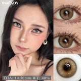 1 Pair Colored Contact Lenses Natural Brown Pupils Blue Eyes Contact lenses Gray Soft Contacts 14.50mm