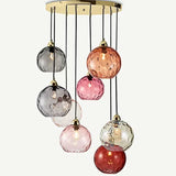 High-end Color Water Patterned Glass Ball Pendant Light Bedroom Bedside Lamp Creative Dining Living Room Bar Counter Chandelier