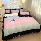 Floral Plant Pattern Bedding Doublesided Coral Fleece Duvet Cover 3 Pcs Set Keepwarm Machine Washable Skin Friendly Bed Sheets