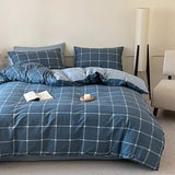 High Quality Grid Printed Flat Sheet Bedding Sets Light Luxury Cotton Soft Quilt Cover Single Double Bed Comfort Set for Adults