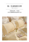 Elegant Lace Bedding Sets Luxury Bed Linen Korean Princess Style Washed Cotton Ruffle Duvet Cover Bed Sheet Pillowcases for Girl