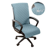 Quilted Office Chair Cover Solid Color Anti-dirty Desk Computer Armchair Chair with Slipcovers Buckle Gaming Seat Cover