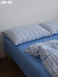 Fre Cotton Waed Stripe Bedding Set Pure Cotton Color Woven Bed eet Quilt Cover Pillowcase Comforter Cover Tee Piece Set