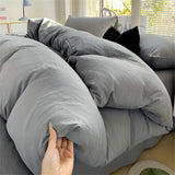 Solid Color Bedding Set Kids Twin Full Queen Size Washed Cotton Single Couple Duvet Cover Set Quilt Cover Pillowcases Bed Linen