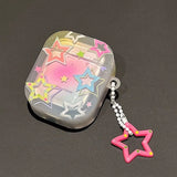 Cartoon Pink Stars Pattern Earphone Case For AirPods 4 4th Cover TPU Shockproof Headphone Coque For AirPods Pro 2 2nd 3 2 Cases