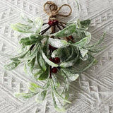 Frosted Artificial Mistletoe Fake Sprigs Bunches Stems Festive Fake Flowers Durable Christmas Decoration For Home Winter Indoor