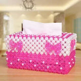 Bead String Pearl Bow Tissue Boxes Originality Manual Toilet Paper Storage Box Hotel Home Shower Room Desktop Tissue Box