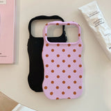 Luxury Matte Polka Dot Curly Border Phone Case for iPhone 15 16 17 Pro Max 13 14 Wave Point Frosted Shockproof Ultra Slim Cover