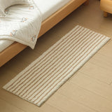 Long Tufting Stripe Bedroom Rug Bathrooom Mat Geometric Soft Fluffy Bathmat Bedside Carpet Floor Anti Slip Pad Chic Home Decor