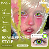 2Pcs Exaggerated Colorful Series Large Diameter 0 Power Contact Lenses, Ultra Soft Comfort Annual Wear for Cosplay & Even