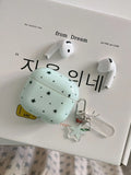 Mint Blue and Black Stars + Pendant Earphone Case Suitable for Apple for Airpodspro2 Case/For Airpodspro Case/For Airpods4 Case/For Airpods3 Case/For Airpods2 Case/Fashionable Women's Earphone Case/Simple Earphone Case