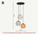 High-end Color Water Patterned Glass Ball Pendant Light Bedroom Bedside Lamp Creative Dining Living Room Bar Counter Chandelier
