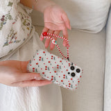 INS Korea Cherry Fruit Phone Case For Iphone 15ProMax 16Pro 13 14 15 16 Pro Max Pendant Bracelet Fundas Cover