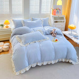 Princess Style Bedding Set Soft Bedroom Decor Comforter Duvet Cover Set Pillowcase Bed Sheet Ruffled Quilt Cover Four Pieces Set
