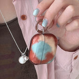 lovely amber transparent tpu soft headset cover for apple airpods pro 2 airpods 4 2 1 3nd generation earphone case with keychain