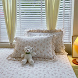 100% Cotton 2pcs Flower Prints Ruffles Pillowcases 48x74cm Sizes Cushion Cover for Bed Floral Style Adults Kids Pillowslip 베개커버