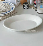 Ele Oval Cerc Plate Ins Sle Milk White for Restaurant Pastries Salads Fruits Pasta Multi Functional Diware